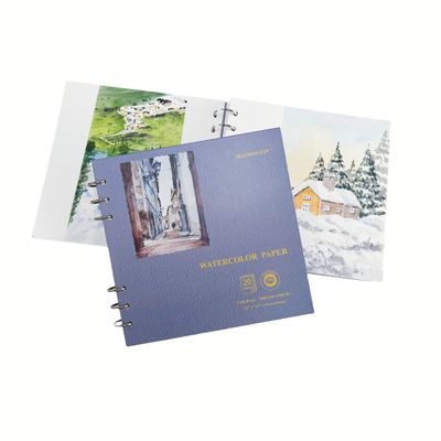 MAIMOUFIN Watercolor Journal,100% Cotton Watercolor Paper, 7.6" x 7.6",20 Sheets140LB/300GSM Cold Press, Hardcover Loose-Leaf Thick Watercolor Sketchbook for Artists, Art Lovers (Cold Press)