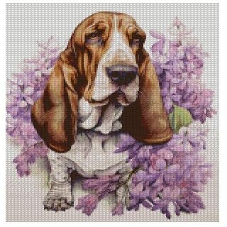 Bassed Hound,Cotton Counted Cross Stitch Kits,150x200stitch, 26x36cm, Egyptian Cotton Thread, 14 Count Counted Dog Cross Stitch kit
