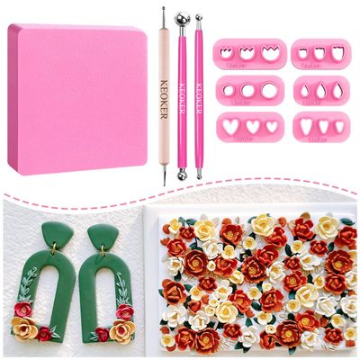 Keoker Mini Petal Clay Cutters - 6 Shapes Mini Flower Clay Cutter for Earrings Making, Polymer Clay Flower Molds, Clay Cutters for Polymer Clay Jewelry