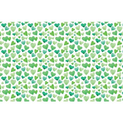 HTV4U Puff Valentine's Day Heat Transfer Vinyl (Green Watercolor Hearts, 18.5" x 3 Yards) - Cute 3D Patterned Print, Heat Press Iron on Poofy Vinyl for Shirts, Garments, Tote Bags