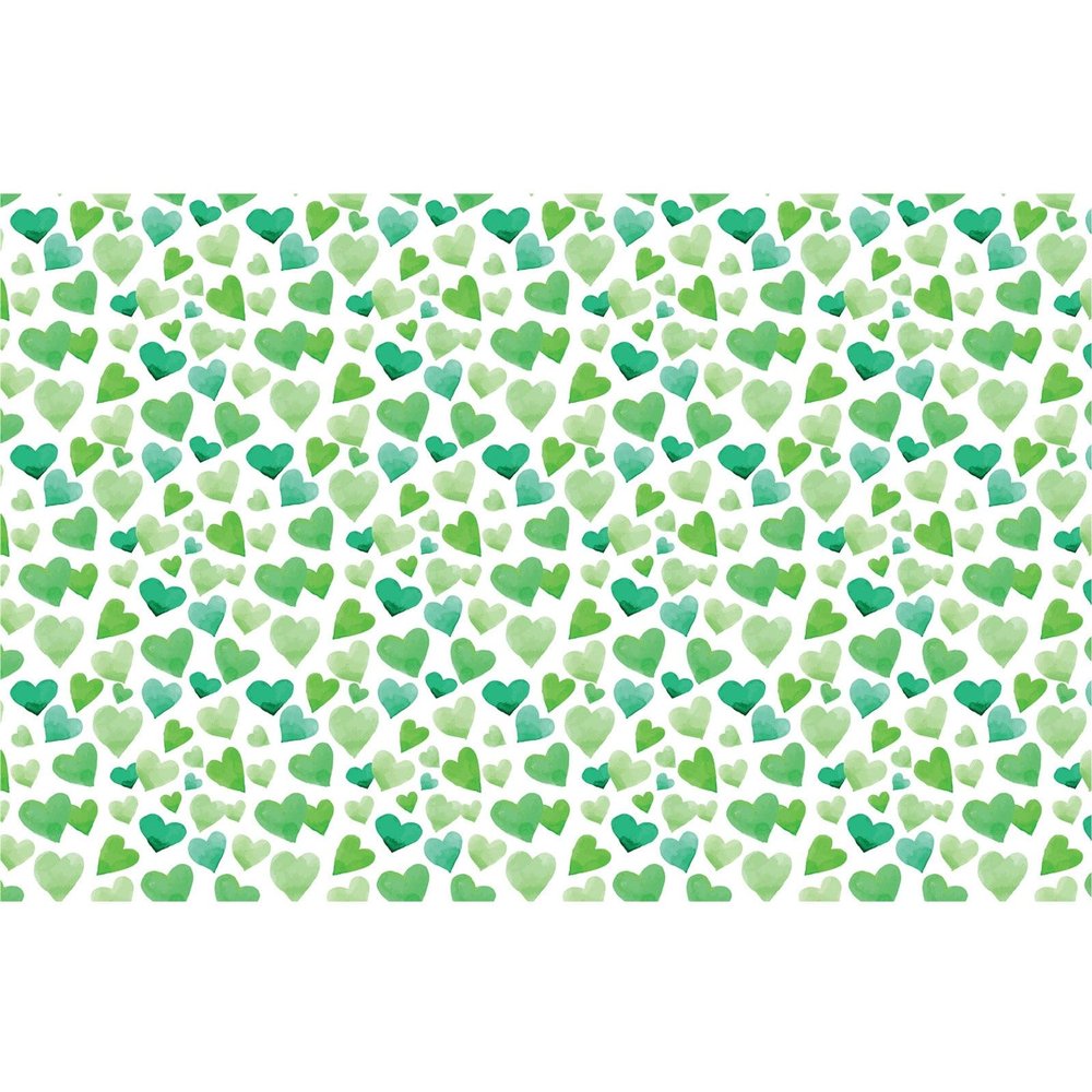 HTV4U Puff Valentine's Day Heat Transfer Vinyl (Green Watercolor Hearts, 18.5" x 3 Yards) - Cute 3D Patterned Print, Heat Press Iron on Poofy Vinyl for Shirts, Garments, Tote Bags