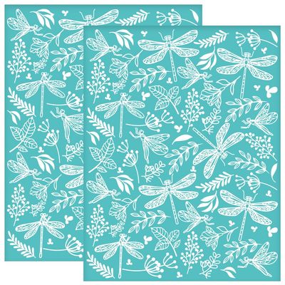 OLYCRAFT 2Pcs 8.6x11 Inch Dragonfly Self-Adhesive Silk Screen Printing Stencil Leaf Flower Silk Screen Stencil Spring Reusable Mesh Stencils Transfer for DIY T-Shirt Fabric Painting
