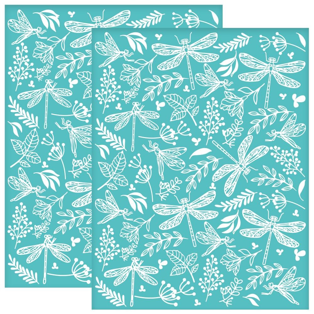 OLYCRAFT 2Pcs 8.6x11 Inch Dragonfly Self-Adhesive Silk Screen Printing Stencil Leaf Flower Silk Screen Stencil Spring Reusable Mesh Stencils Transfer for DIY T-Shirt Fabric Painting