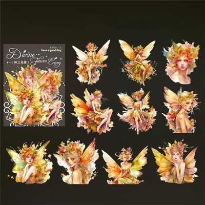 ZXMNBH PET Stickers for Scrapbooking Kit Cloris God Aesthetic Paper Diary Planner Junk Journaling Decorative Supplies 10 Pcs/Pack