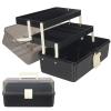 WEWLINE 13-Inch Art Storage Box 3-Layers Plastic Storage Box with Handle Craft Art Bin Portable for Home School Office Travel, Black view 1