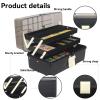 WEWLINE 13-Inch Art Storage Box 3-Layers Plastic Storage Box with Handle Craft Art Bin Portable for Home School Office Travel, Black view 4