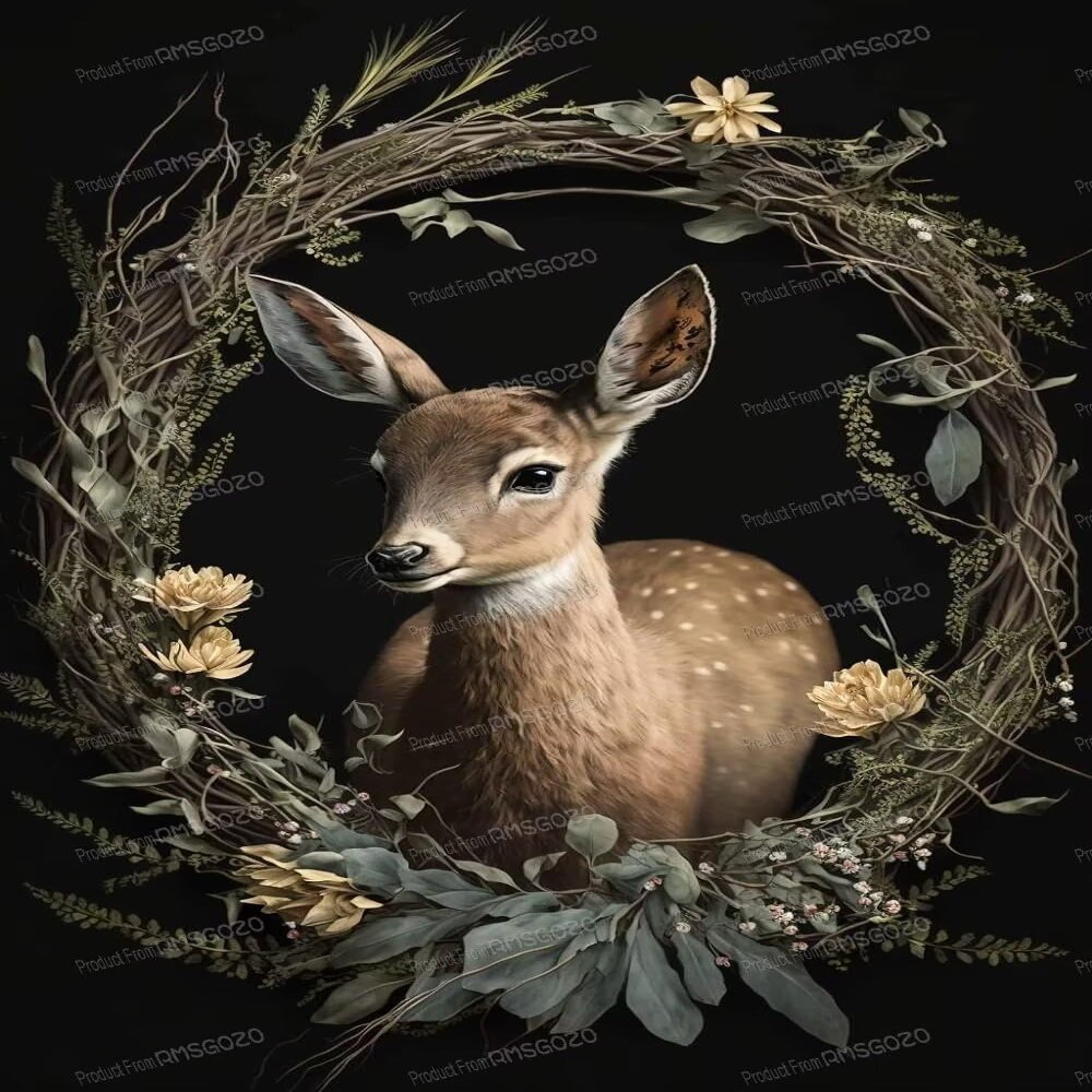 RMSGOZO Diamond Painting Kits Garland Deer 12X12 Inch - Plum Blossom Deer Diamond Painting for Adluts Beginner, Full Round Fine Rhinestones Handmade Diamond Kit, for Wall Decor Club Decor