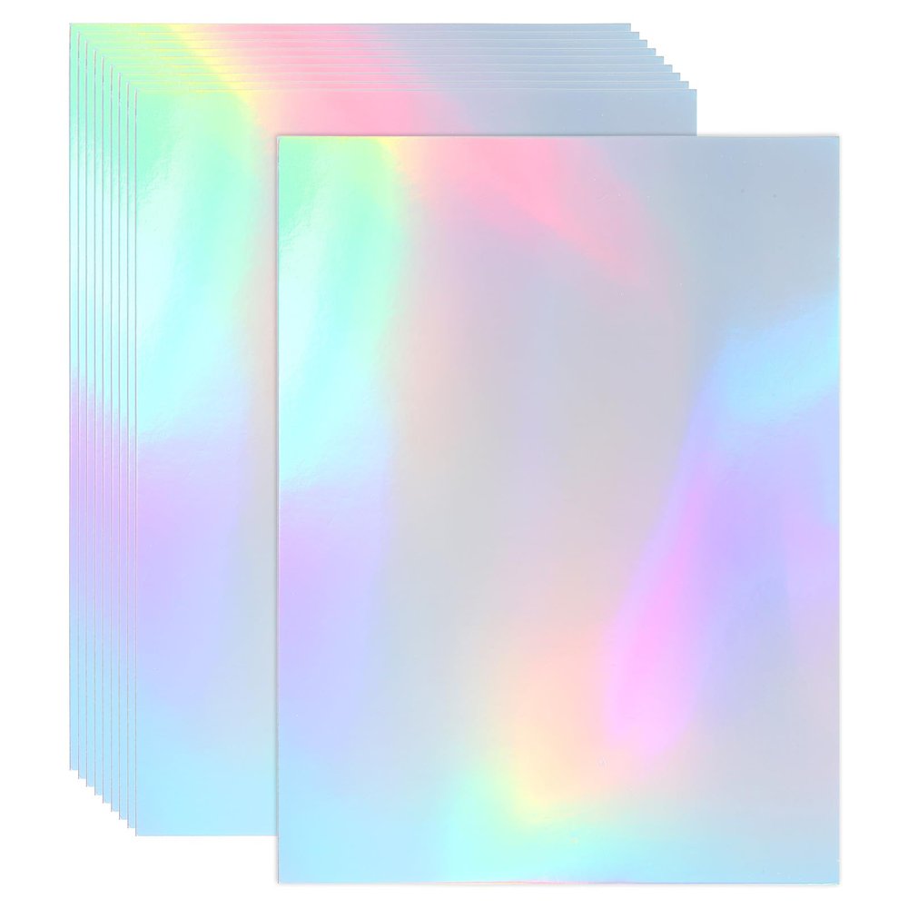 PATIKIL 9.5"x7" Holographic Cardstock, 20 Pack Metallic Iridescent Mirror Paper Foil Board Reflective Sheets for Scrapbook Poster DIY Craft, Style 1
