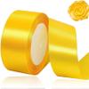 Yellow Ribbon 1-1/2 inches Wide and 25 Yards Long, Suitable for handicrafts, Wreaths, Wedding Party Decorations, Christmas, Hair Bows, Floral Bouquets, Baby Showers and Gift Wrapping view 1