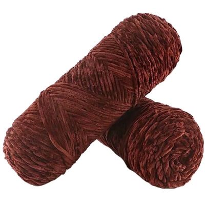 100g DIY Chenille Gold Velvet Luster Wool Yarn Knitting Sewing Apparel Material Woven for Scarf/Sweater/Doll/Bag (Color : Brown)