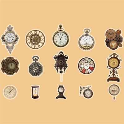 ZXMNBH PET Stickers for Scrapbooking Kit Vintage Time Aesthetic Paper Diary Planner Junk Journaling Decorative Supplies 15 Pcs/Pack