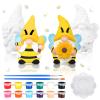 Poen 2 Sets Ready to Paint Your Own Bee Gnome Statues DIY Ceramics Bee Gnomes Set Sunflower Garden Paintable Figurines Unpainted DIY Arts and Crafts for Classroom Craft Project Activity view 1