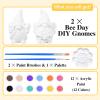 Poen 2 Sets Ready to Paint Your Own Bee Gnome Statues DIY Ceramics Bee Gnomes Set Sunflower Garden Paintable Figurines Unpainted DIY Arts and Crafts for Classroom Craft Project Activity view 3