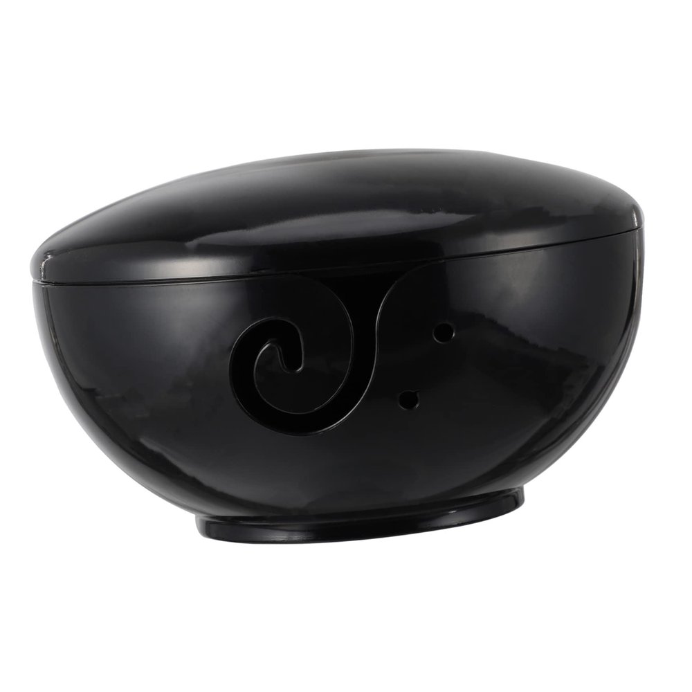 Anneome Yarn Storage Bowl Black Plastic Crochet Container with Lid for Knitting Accessory for Craft Room Yarn