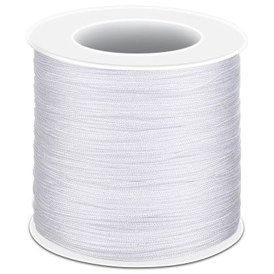 Anezus White Nylon String for Bracelets, 0.8mm Nylon Thread Braided Nylon Cord Wind Chime Outdoor Twine String for Beading, Necklaces, Blinds, DIY Craft, Jewelry Making