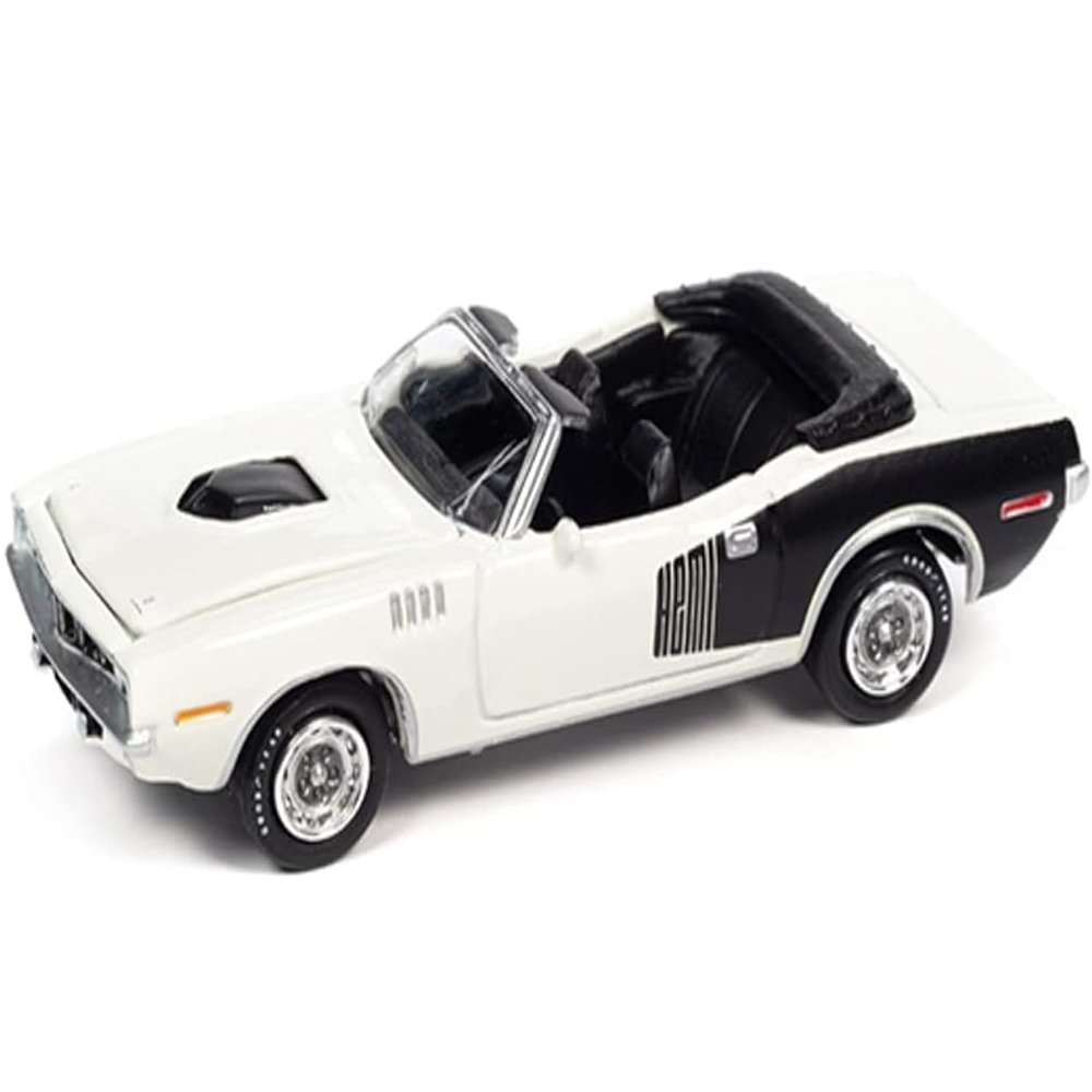 1971 Plymouth Barracuda Convertible SNO White w/Black Hemi Side Billboards Class of 1971 Limited Edition 7418 Pieces Worldwide Muscle Cars USA 1/64 Diecast Model Johnny Lightning JLMC026-JLSP153A