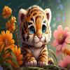 RMSGOZO Diamond Painting Kits Cute Flower Tiger Baby 18X25 Inch - Cartoon Animal Diamond Painting for Adluts Beginner, Full Round Fine Rhinestones Diamond Kit, for Wall Decor Club Decor view 1