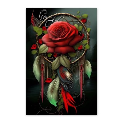 Gabbana Rose Dream Catcher 5D Diamond Painting Kits, Dream Catcher Diamond Art for Adults, Diamond Dots Gem Art Room Decor Aesthetic 20x30 Inch, WZ-5-ZS-DreamCatcher-D9TOKO-51ONWJ
