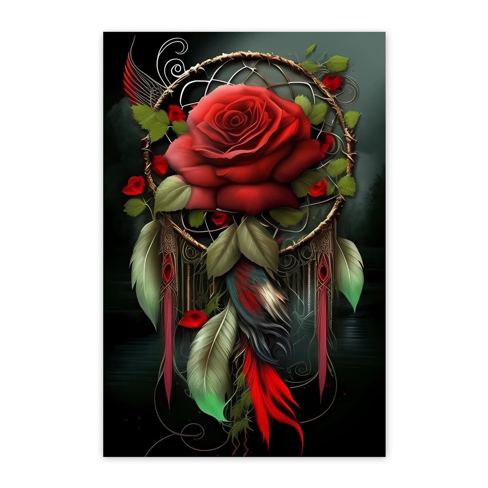 Gabbana Rose Dream Catcher 5D Diamond Painting Kits, Dream Catcher Diamond Art for Adults, Diamond Dots Gem Art Room Decor Aesthetic 20x30 Inch, WZ-5-ZS-DreamCatcher-D9TOKO-51ONWJ