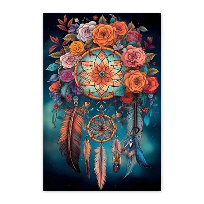 Gabbana Diamond Painting Fantasy Flower DIY Full Circle Diamond Art Adult Handmade Cross Stitch Kit, Dream Catcher Diamond Art Bedroom Wall Decor 20x30 Inch