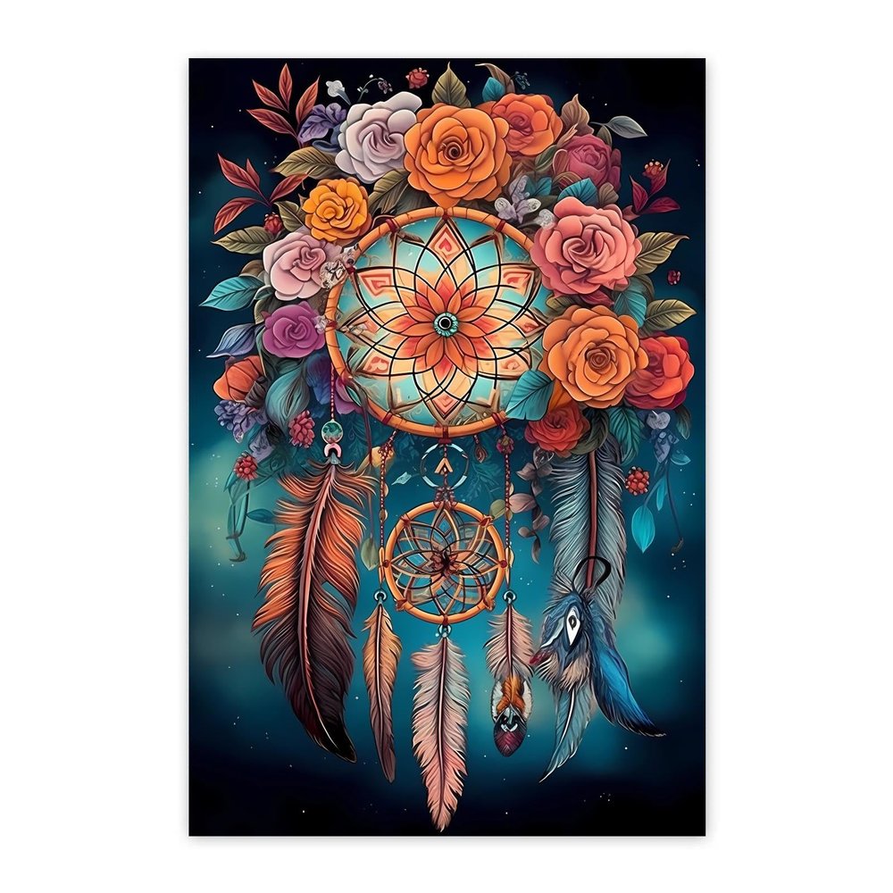 Gabbana Diamond Painting Fantasy Flower DIY Full Circle Diamond Art Adult Handmade Cross Stitch Kit, Dream Catcher Diamond Art Bedroom Wall Decor 20x30 Inch