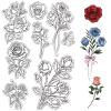 CRASPIRE Flowers Clear Rubber Stamps Roses Plants Reusable Retro Transparent Silicone Stamp Seals for Valentine's Day Scrapbooking Photo Album Decorative Journaling Card Making DIY view 1