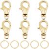 Beebeecraft 1 Box 6Pcs Swivel Lobster Claw Clasps 18K Gold Plated Jewelry Necklace Clasp Replacement Connector with 20Pcs 7mm Jump Ring for DIY Craft Jewellery Chains Making view 1