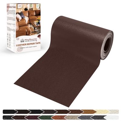 KING MOUNTAIN Leather Repair Patch,4 x 63 Inches self Adhesive Leather Repair Tape for Damaged Leather Furniture, Sofa Seating,Car Seats, Leather GoodsCoffee Brown