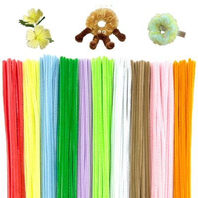 CAMAL 100pcs Light Color Mix Pipe Cleaners Chenille Stems, Craft Pipe Cleaners Craft Supplies Fuzzy Sticks, Pipe Cleaners for Craft, DIY Art and Decorations (7 mm x 11.8 Inch)