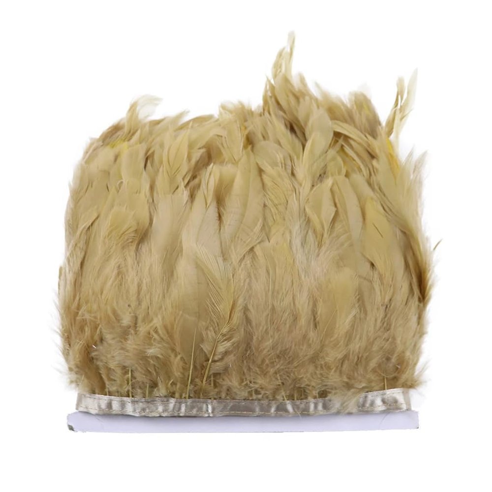 1 Meter Dyed Rooster Feather Trim Chicken Ribbon DIY Clothing Dress Sewing Accessories Feathers for Crafts Light Brown