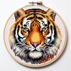 Tiger DIY Stamped Cross Stitch Kits for Beginners Easy with Hoop 11CT Needlepoint Embroidery Counted Cross Stitch Kits Art Craft Wall Decor and Gift 40x40cm(3) view 1