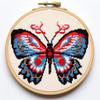 Papillon DIY Stamped Cross Stitch Kits for Beginners Easy with Hoop 11CT Needlepoint Embroidery Counted Cross Stitch Kits Art Craft Wall Decoration 35x35cm(3) view 1