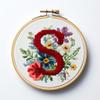 Letter S in Flowers Stamped Cross Stitch Kits for Beginners Easy with Hoop 11CT Needlepoint Embroidery Counted Cross Stitch Kits Art Craft Wall Decoration 35x35cm(3) view 1