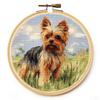Yorkshire Terrier Stamped Cross Stitch Kits for Beginners Easy with Hoop 11CT Needlepoint Embroidery DIY Counted Cross Stitch Kits Art Craft Wall Decor 40x40cm(2) view 1