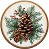 Pinecone and Leaves Stamped Cross Stitch Kits for Beginners Easy with Hoop 11CT Needlepoint Embroidery DIY Counted Cross Stitch Kits Art Craft Wall Decoration 40x40cm(1) view 1
