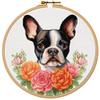 NineTribe Basics Boston Terrier with Flower DIY Stamped Cross Stitch Kits for Beginners Easy with Hoop 11CT Needlepoint Embroidery Counted Cross Stitch Kits Art Craft Wall Decor and Gift 40x40cm(1) view 1