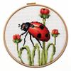 Red Ladybug DIY Stamped Cross Stitch Kits for Beginners Easy with Hoop 11CT Needlepoint Embroidery Counted Cross Stitch Kits Art Craft Wall Decoration 35x35cm(4) view 1