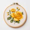 Yellow Rose Stamped Cross Stitch Kits for Beginners Easy with Hoop 11CT Needlepoint Embroidery DIY Counted Cross Stitch Kits Art Craft Wall Decor 40x40cm(3) view 1