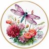 Dragonfly and Flowers DIY Stamped Cross Stitch Kits for Beginners Easy with Hoop 11CT Needlepoint Embroidery Counted Cross Stitch Kits Art Craft Wall Decor and Gift 40x40cm(2) view 1