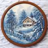 Winter Landscape House Stamped Cross Stitch Kits for Beginners Easy with Hoop 11CT Needlepoint Embroidery DIY Counted Cross Stitch Kits Art Craft Wall Decor 40x40cm(4) view 1