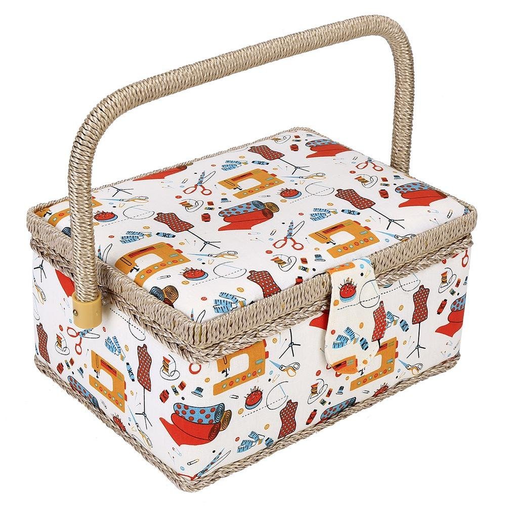 SaditY Wooden Large Sewing Baskets,3Colors Craft Sewing Tool Needle Thread Basket Fabric Household Storage Box Sewing Kit Accessories| (Orange Needle Thread), style