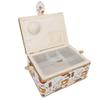 SaditY Wooden Large Sewing Baskets,3Colors Craft Sewing Tool Needle Thread Basket Fabric Household Storage Box Sewing Kit Accessories| (Orange Needle Thread), style view 2