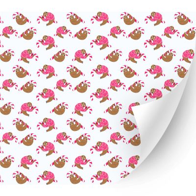 HTV4U Puff Christmas Patterned Heat Transfer Vinyl (Candy Cane Sloth, 20" x 3 Yards) - 3D Patterned Printed, Iron on Vinyl for Shirts, Heat Press Transfer Paper