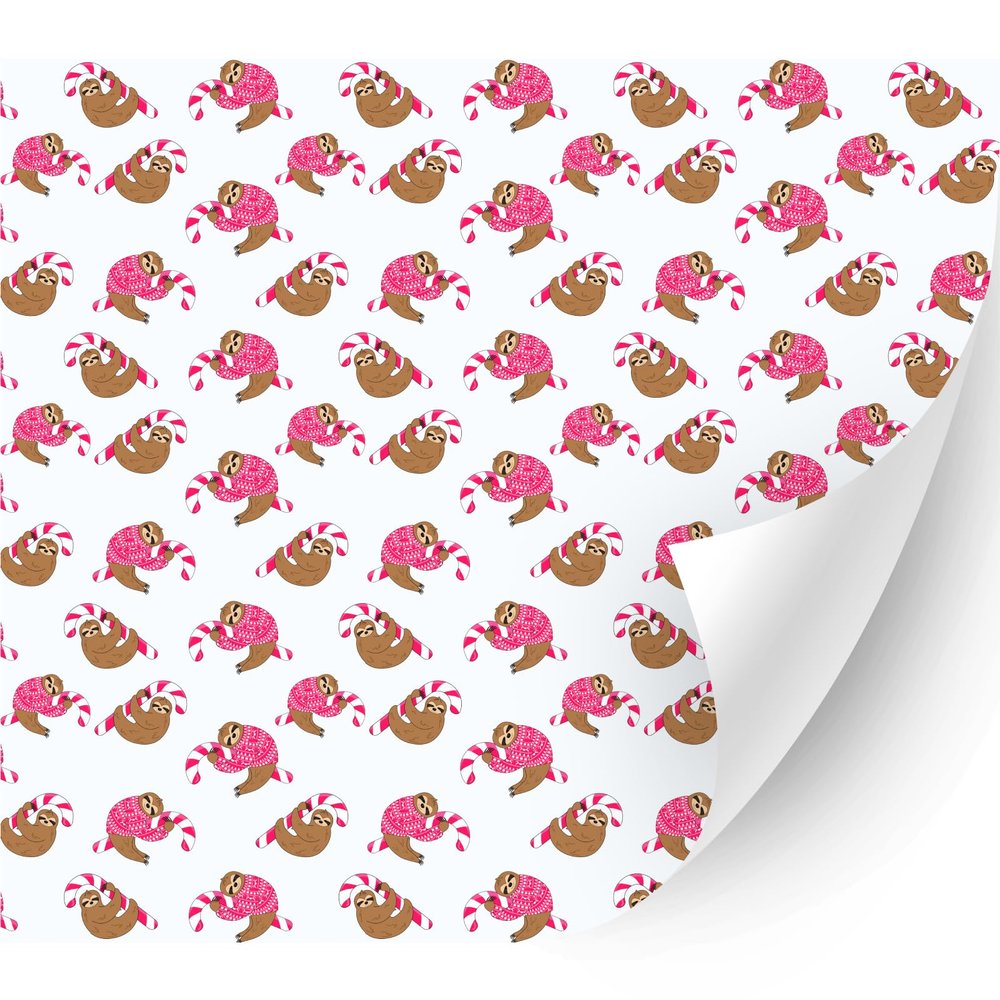 HTV4U Puff Christmas Patterned Heat Transfer Vinyl (Candy Cane Sloth, 20" x 3 Yards) - 3D Patterned Printed, Iron on Vinyl for Shirts, Heat Press Transfer Paper