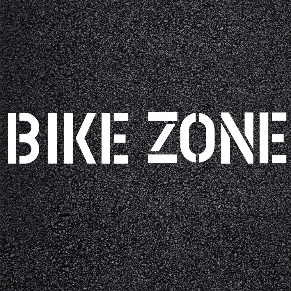 Bike Zone Stencil 8 Inch Letters to Establish Parking Zones and Right of Way Areas 1.5MM Thick One Piece USA Made Transparent Easy to Clean Paintable Template by Marketing Holders
