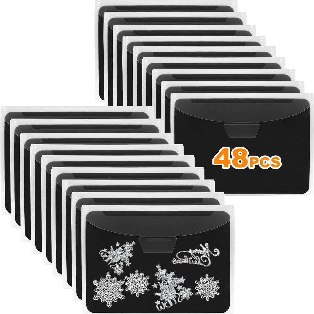 UNIMEIX 48 Pcs Magnetic Sheets for Die Storage Stamp and Die Storage Pockets Die Cut Storage for Card Making (24 Pcs Sheets+ 24 Pcs Bags, 0.8 mm Thickness