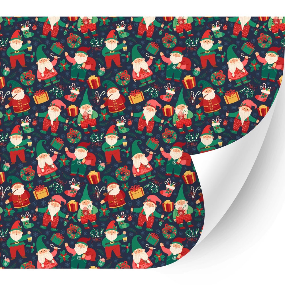 HTV4U Puff Christmas Patterned Heat Transfer Vinyl (Gnomes with Gift Socks, 20" x 3 Yards) - 3D Patterned Printed, Puffy Heat Press Transfer Paper Film, DIY Craft
