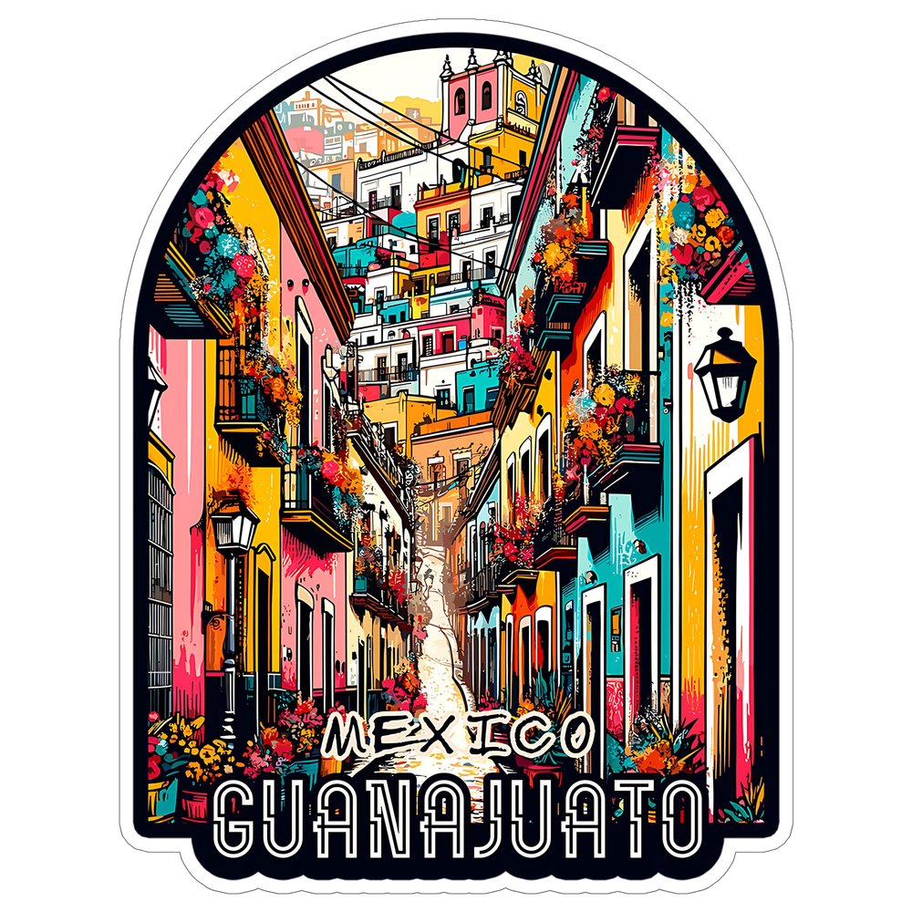 Guanajuato Mexico Sticker 4 Inch City Travel Souvenir Destination - Waterproof Vinyl Decal for Laptop Water Bottle Car Tumbler - Durable Aesthetic Long-Lasting Stickers for Adults ID44990