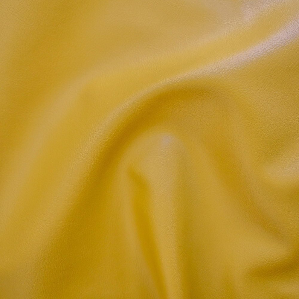 Fabric Mart Direct Mustard Yellow 75% PVC Faux Leather Fabric By The Yard, 5 Continuous Yards 54 inches Width Solid Color Yellow Faux Leather Fabric, Wholesale Faux Leather Upholstery