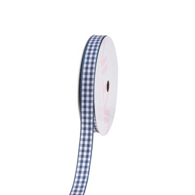 VATIN Navy and White Gingham Ribbon, Each Roll Measuring 3/8 Inch Wide by 10 Yards Long, Featuring Polyester Woven Edges, Perfect for Gift Wrapping and Festive Party Decorations